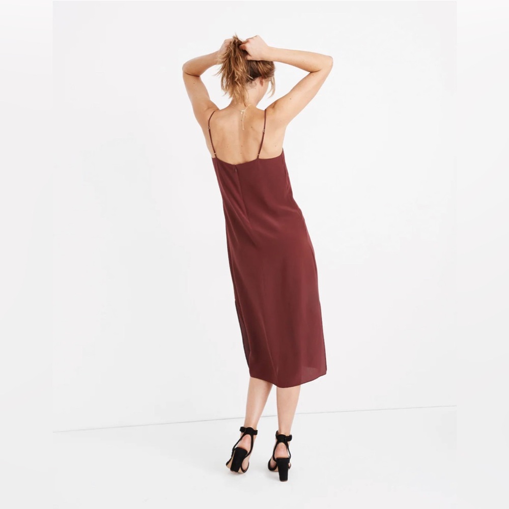 Madewell // Red Silk Eva Side-Slit Slip Dress - Picture 3 of 11
